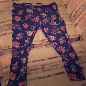 Navy blue pants with flowers